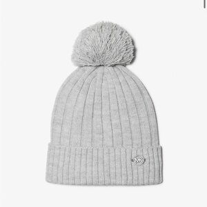 Michael Michael Kors Pom-Pom Knit Beanie Hat NWT Light Gray Winter Hat